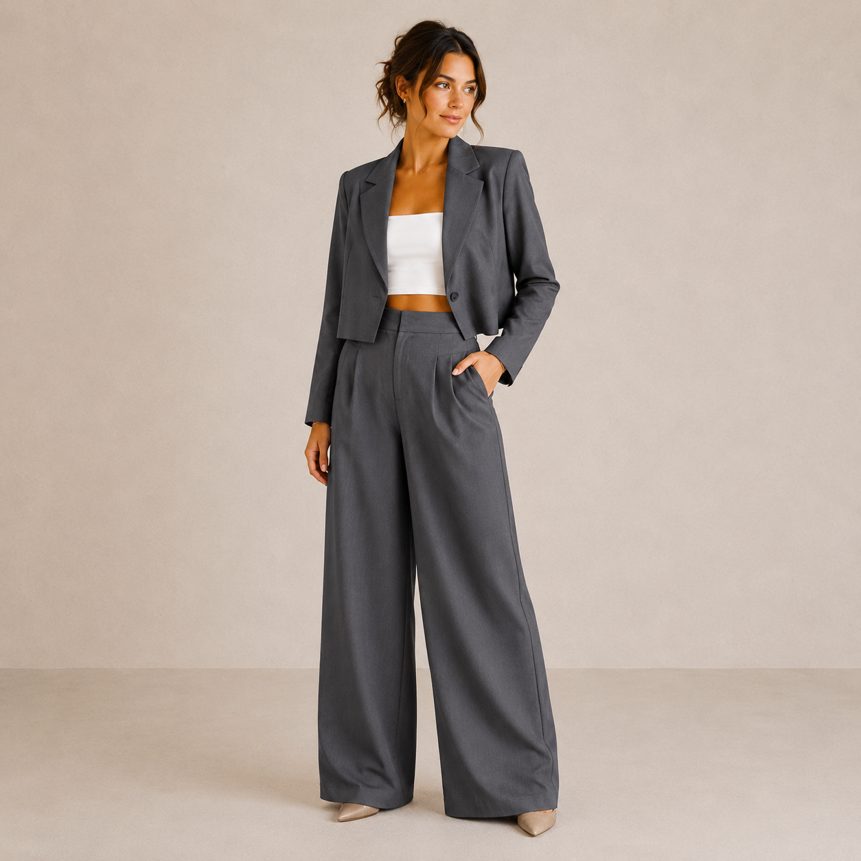 Elyse | Cropped Blazer & Wide-Leg Pant Set