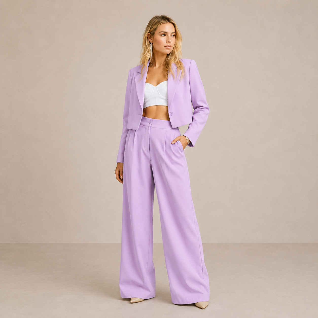 Elyse | Cropped Blazer & Wide-Leg Pant Set