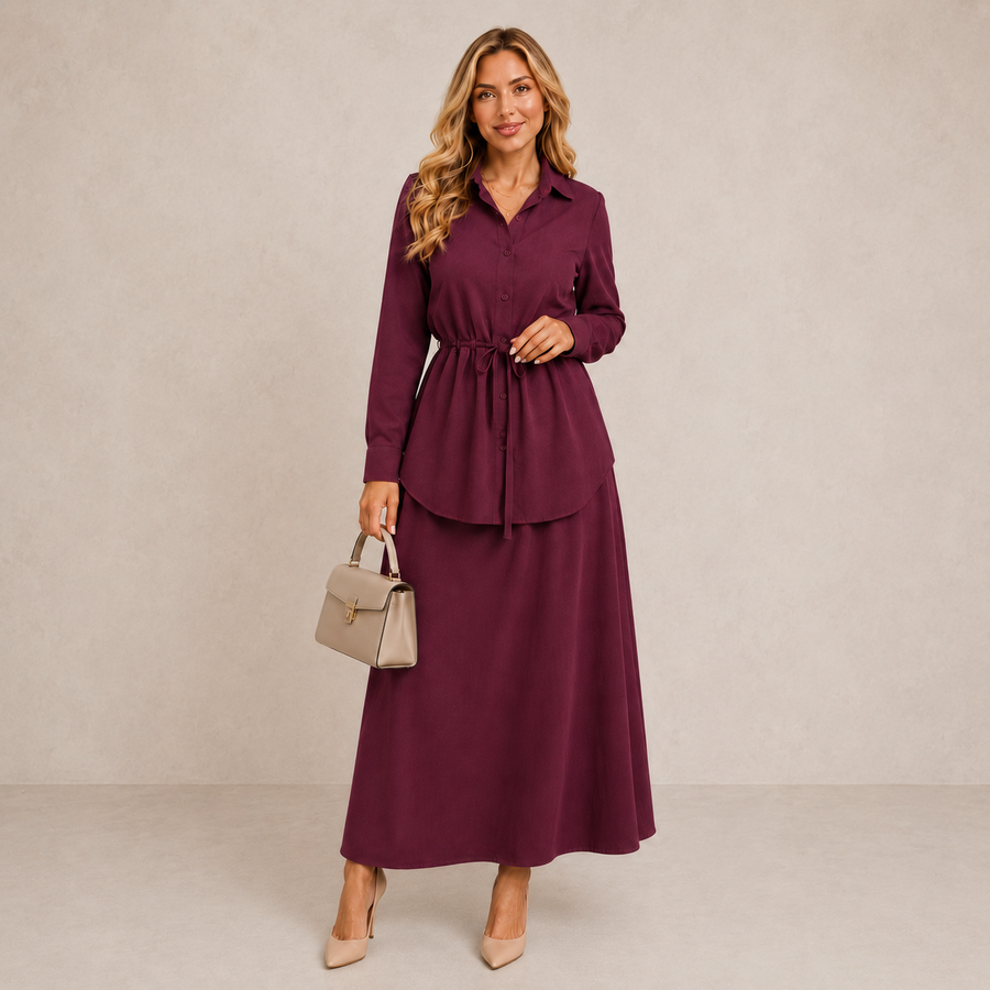 Kornelia | Tie-Waist Shirt & Skirt Set