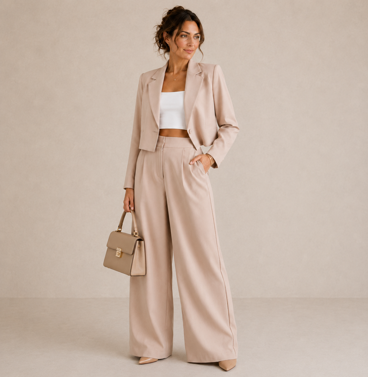 Elyse | Cropped Blazer & Wide-Leg Pant Set