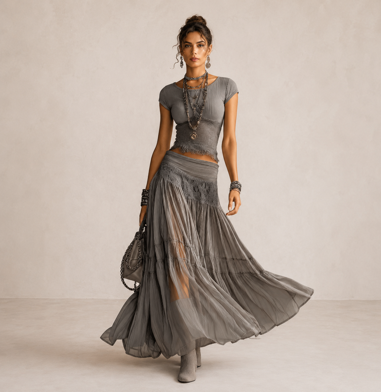 Milena | Grey Lace Set