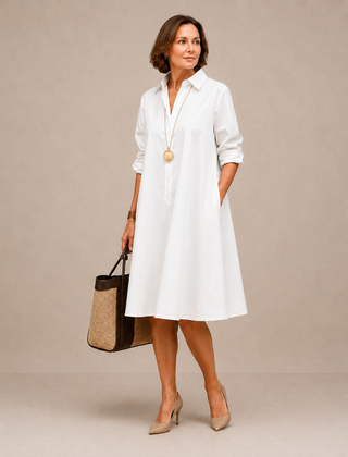 Sadie | Effortless White Midi Dress