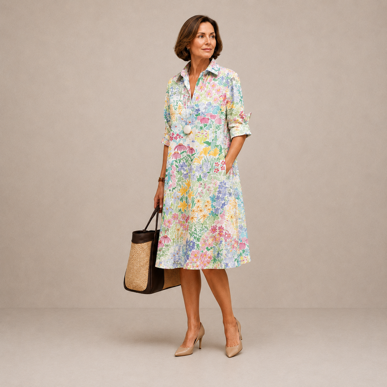 Paige | Floral-Print Relaxed Midi Dress