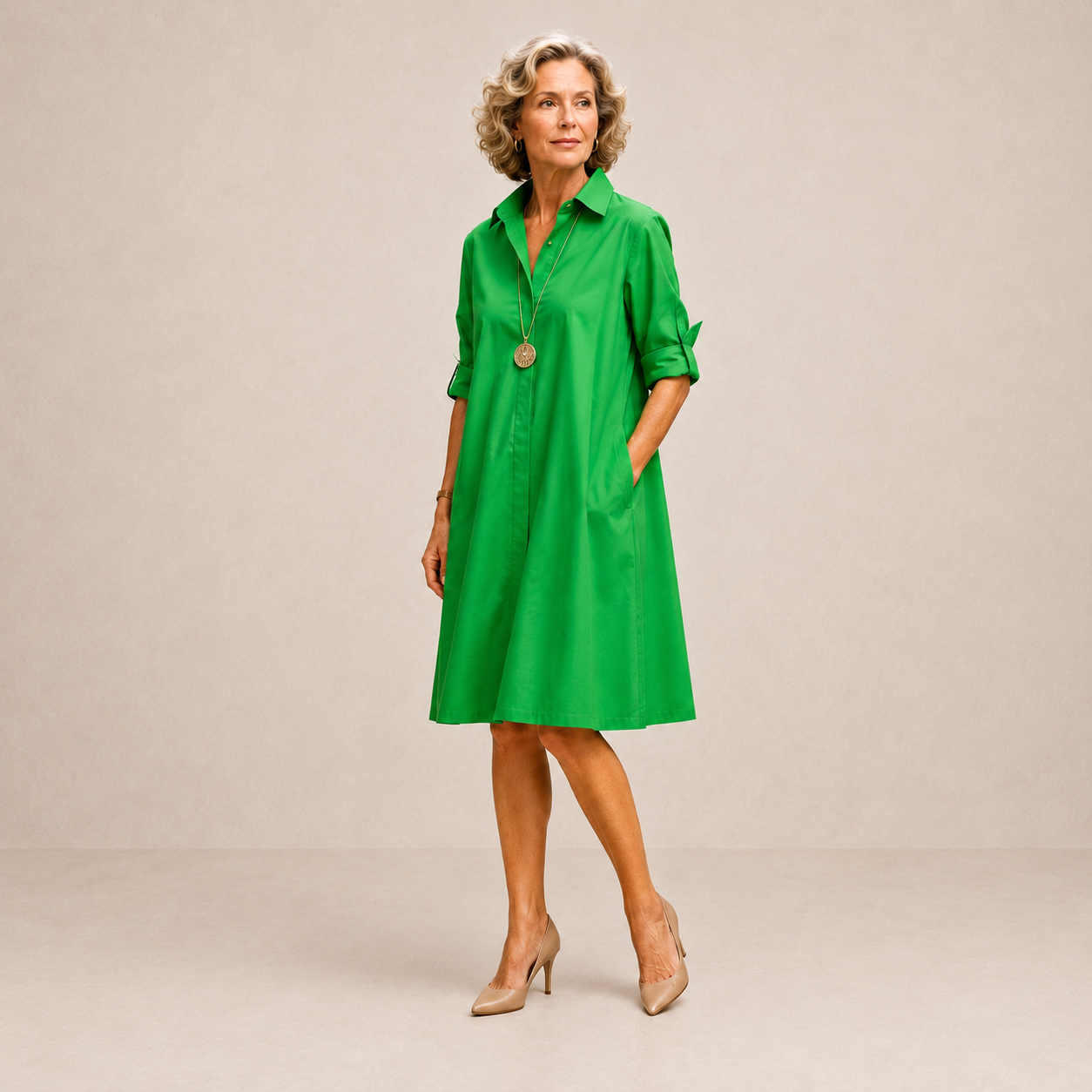 Riley | Versatile Green Midi Dress