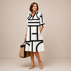 Ellie | Classic Two-Color Midi Dress