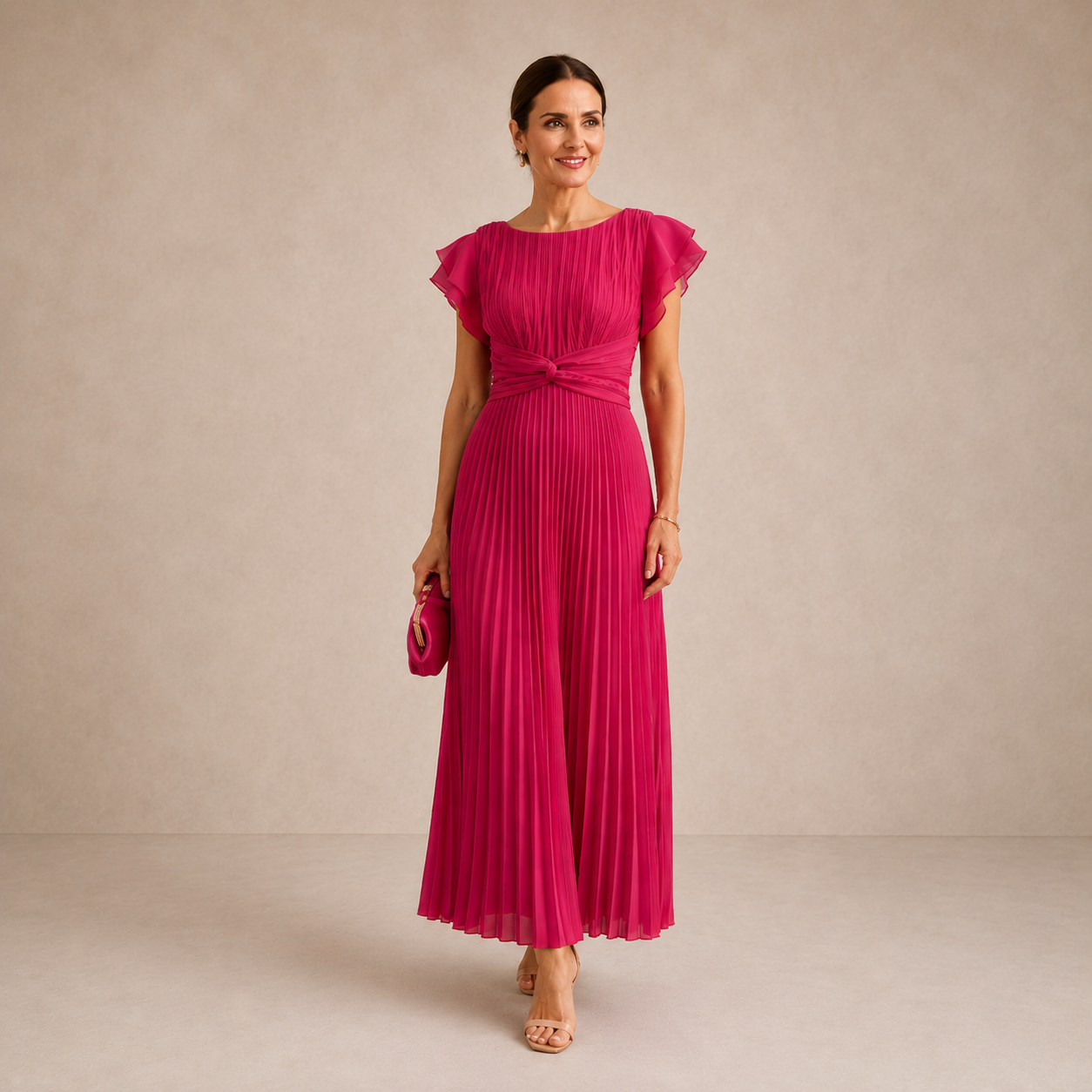 Vivienne | Pleated Streamlined Midi Dress