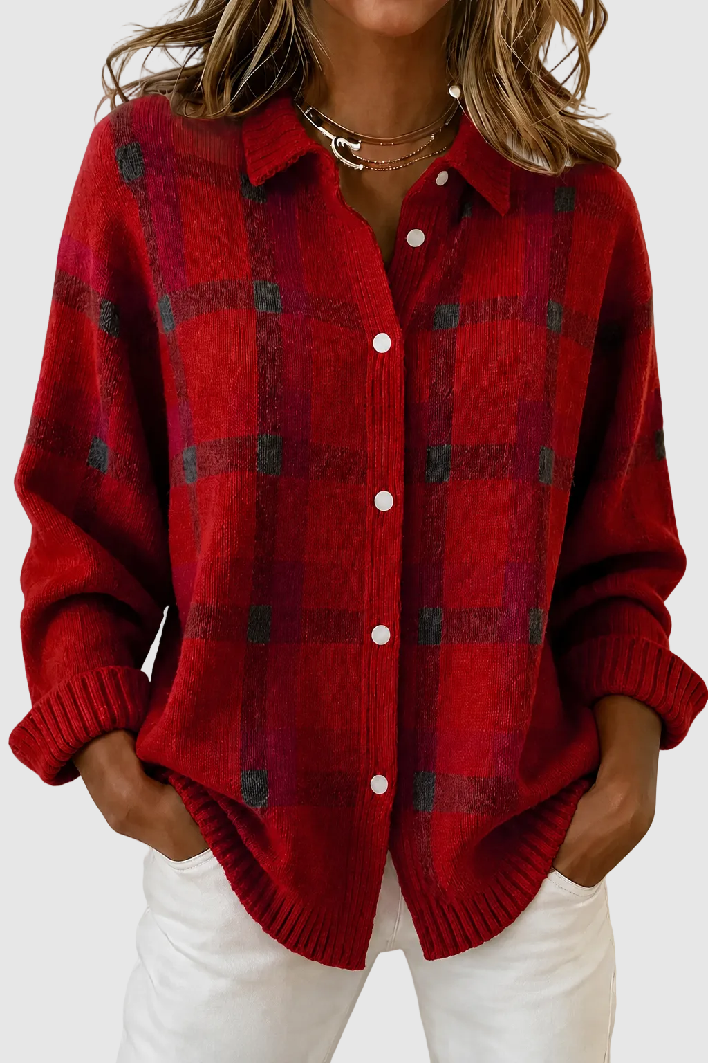 Elegant Plaid Cardigan