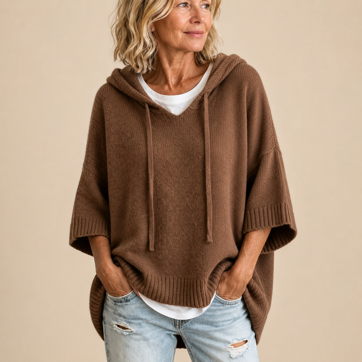 Pull à capuche oversize en maille