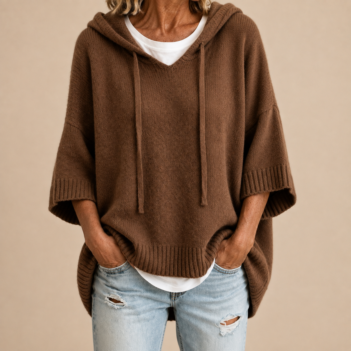 Pull à capuche oversize en maille