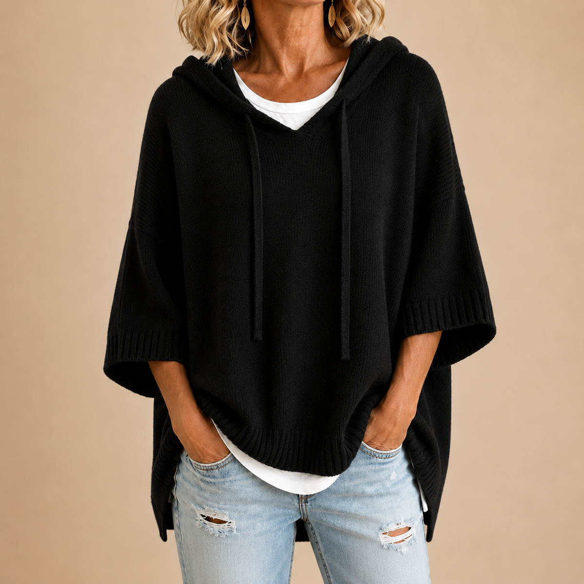 Pull à capuche oversize en maille