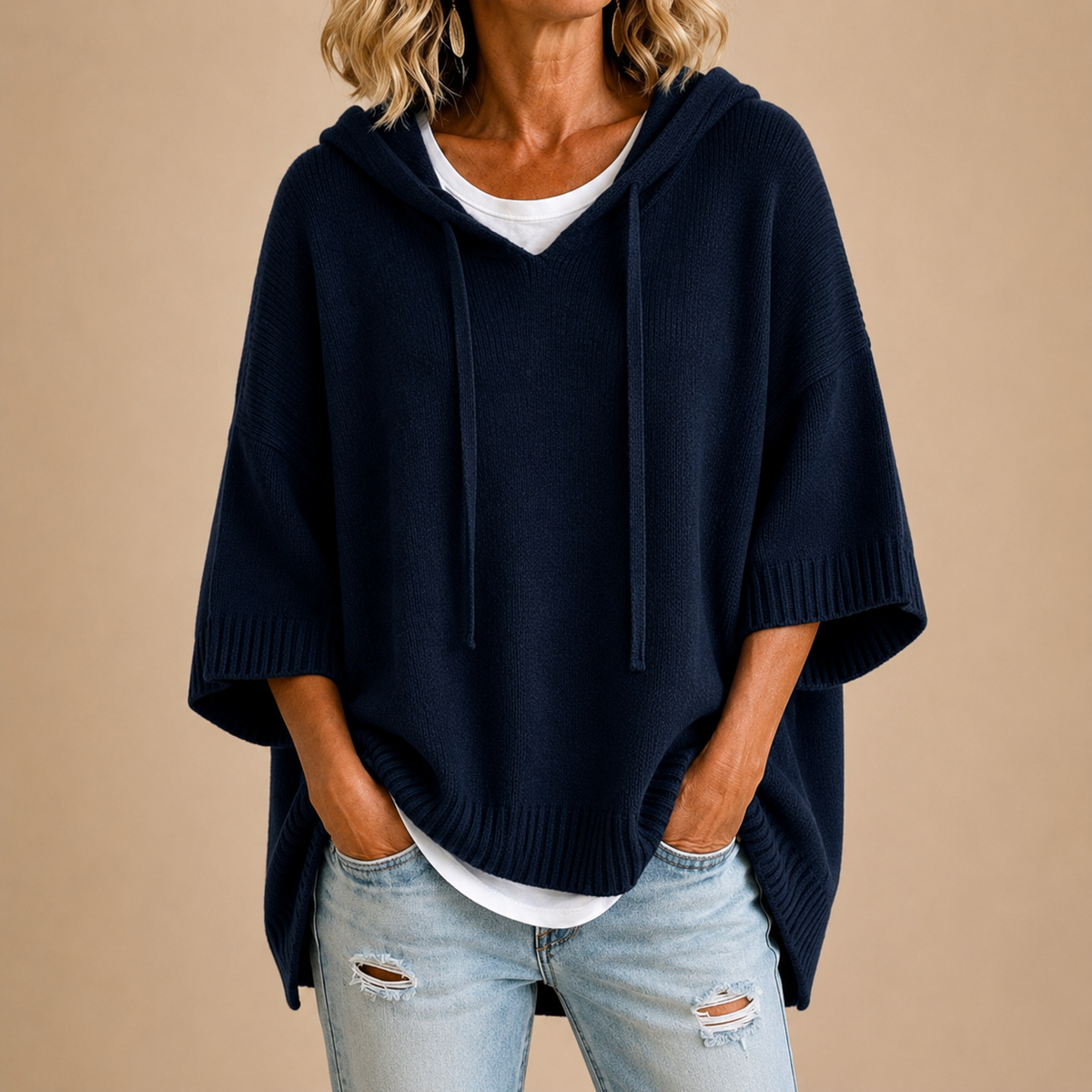 Pull à capuche oversize en maille