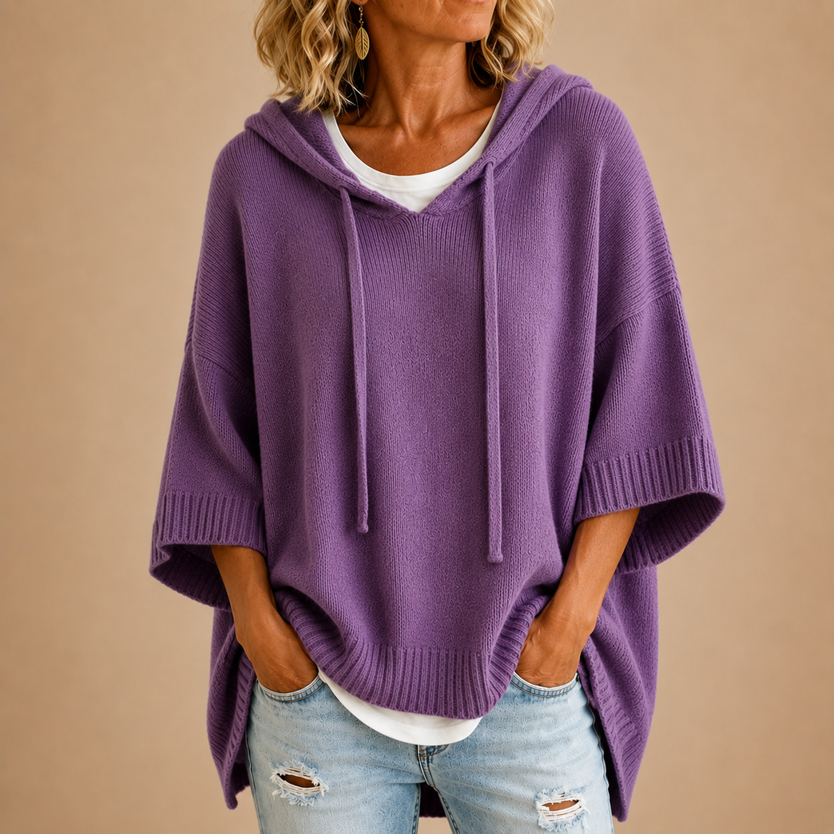 Pull à capuche oversize en maille