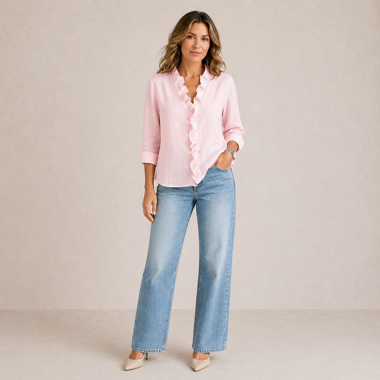 Rosalie | V-Neck Blouse with Ruffles
