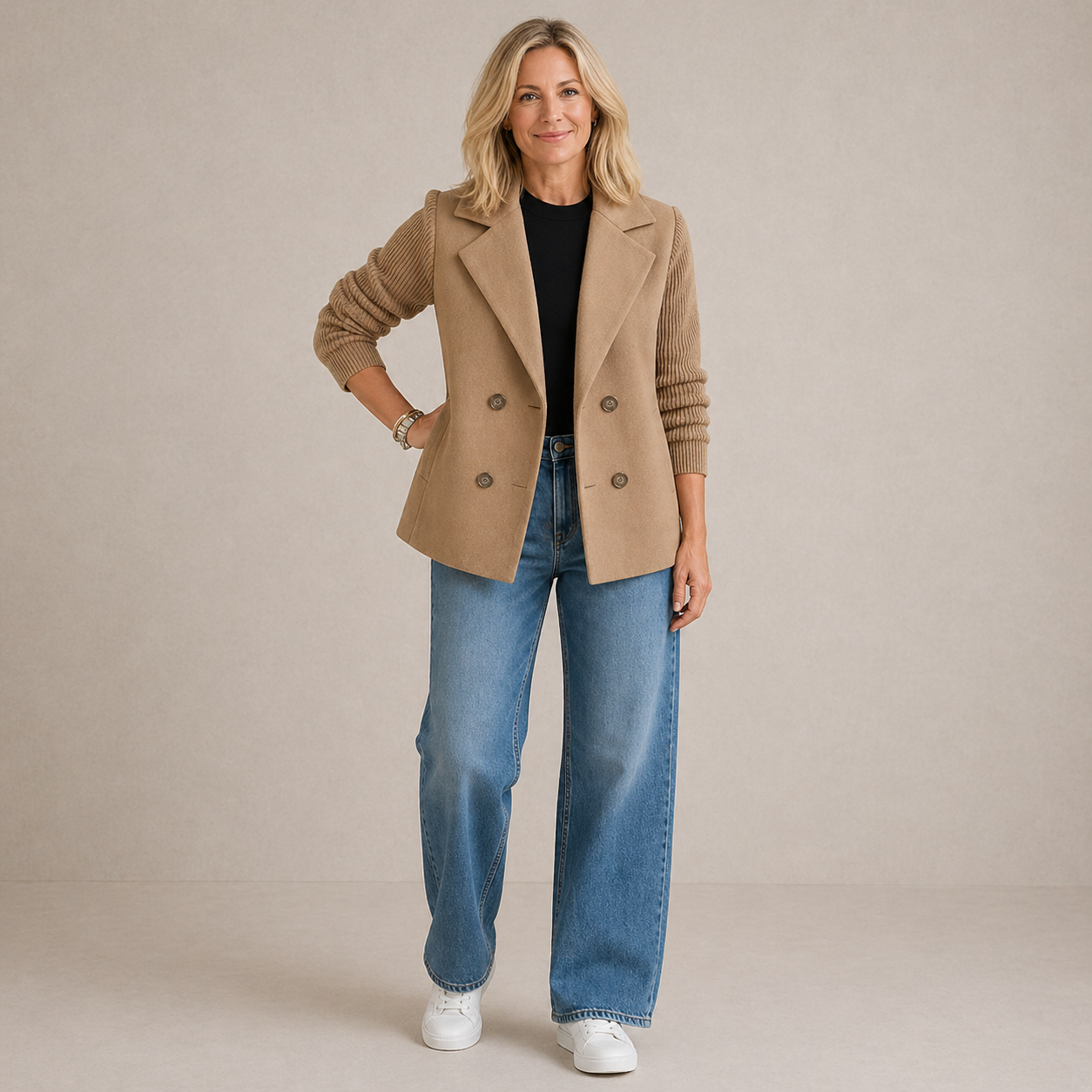 Olive | Soft Knit Button-Front Blazer
