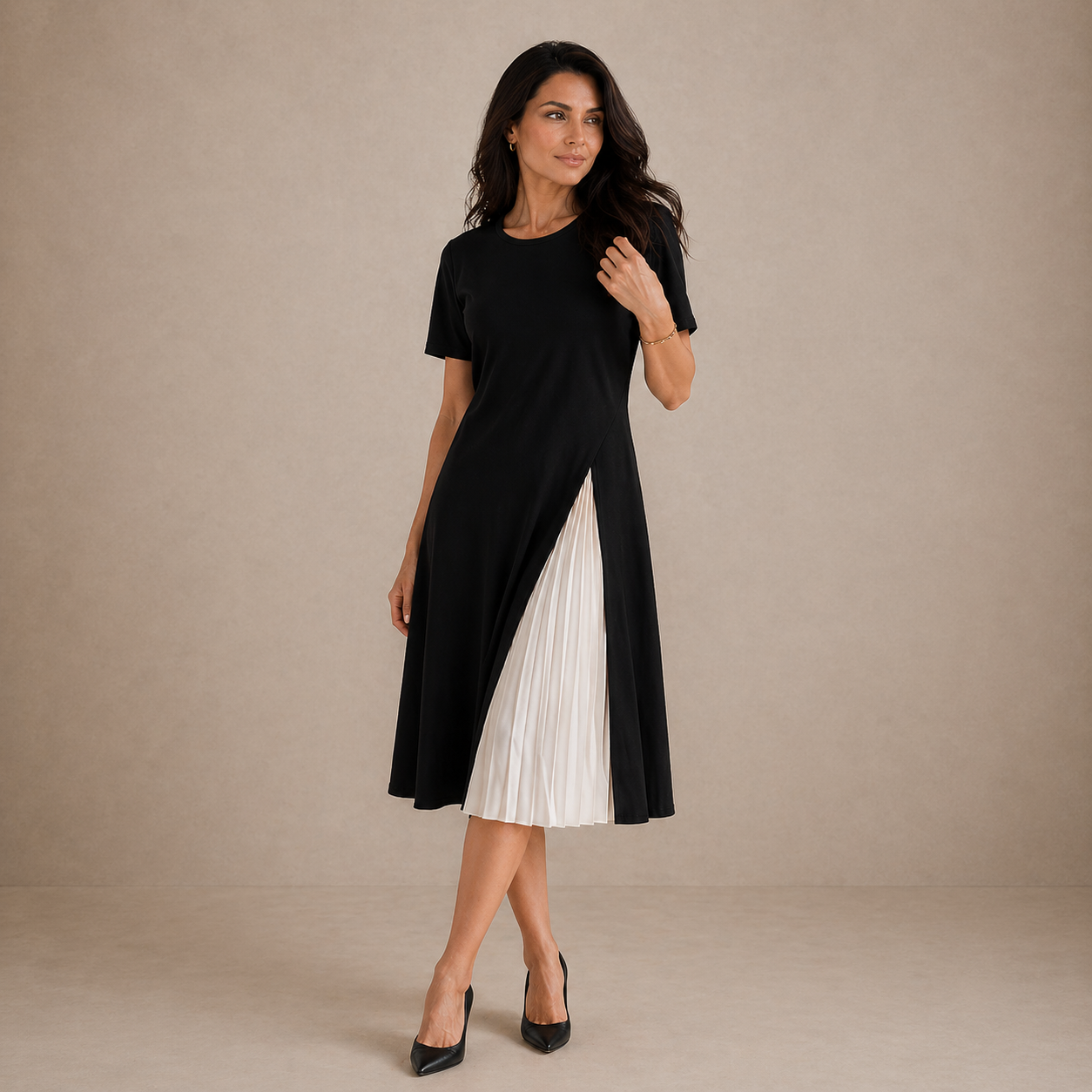 Monica | Midi Dress with a Pleated Panel