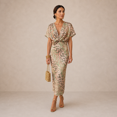Viviana | Wrap-Style Tie-Waist Midi Dress