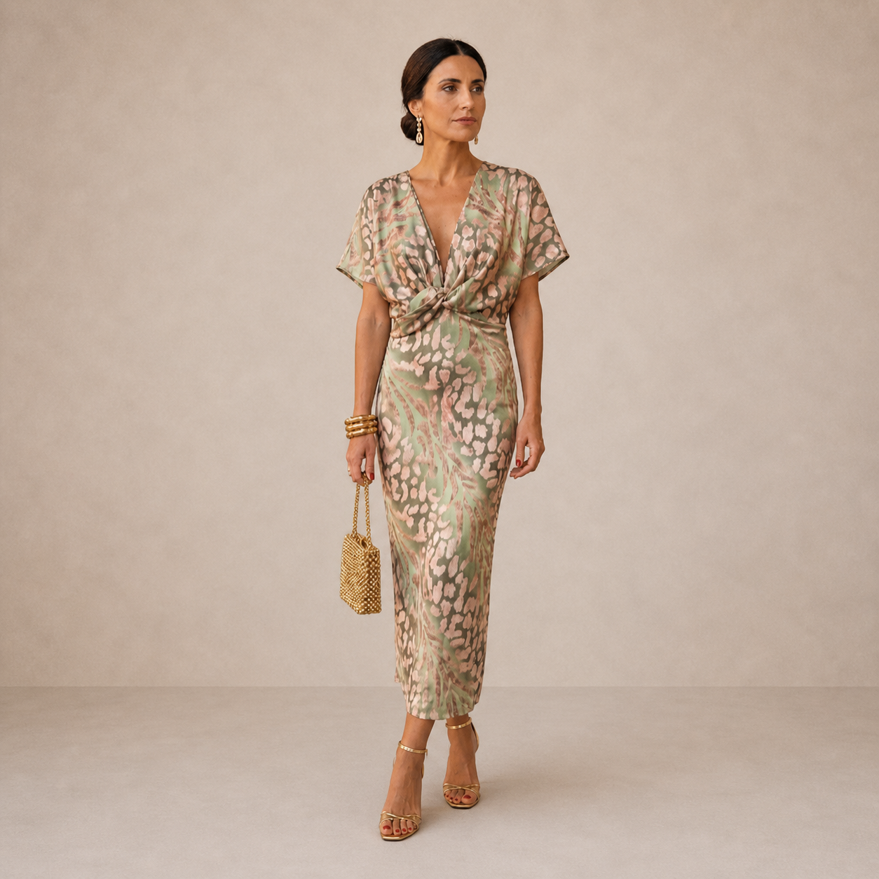 Viviana | Wrap-Style Tie-Waist Midi Dress