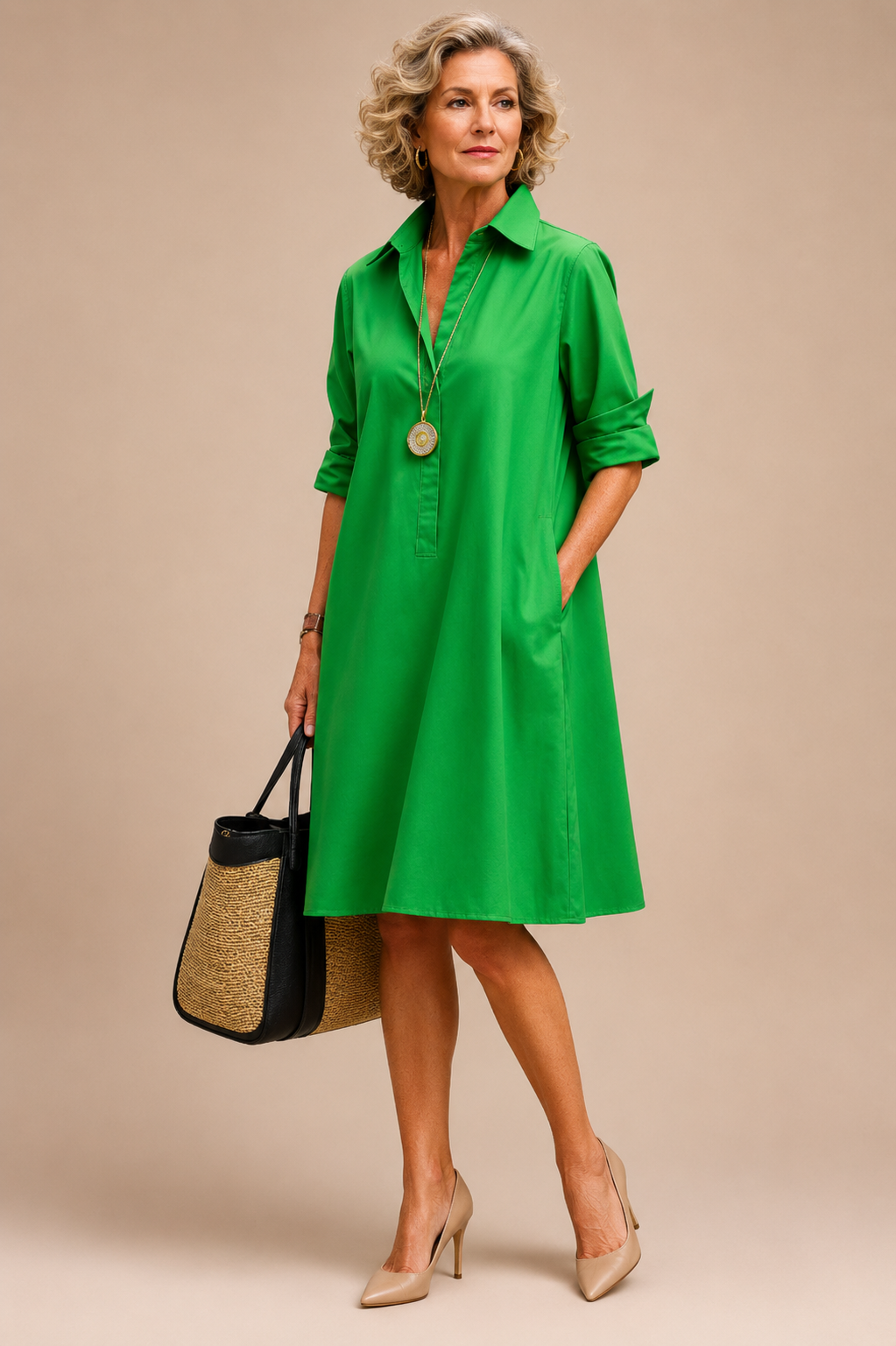 Riley | Versatile Green Midi Dress