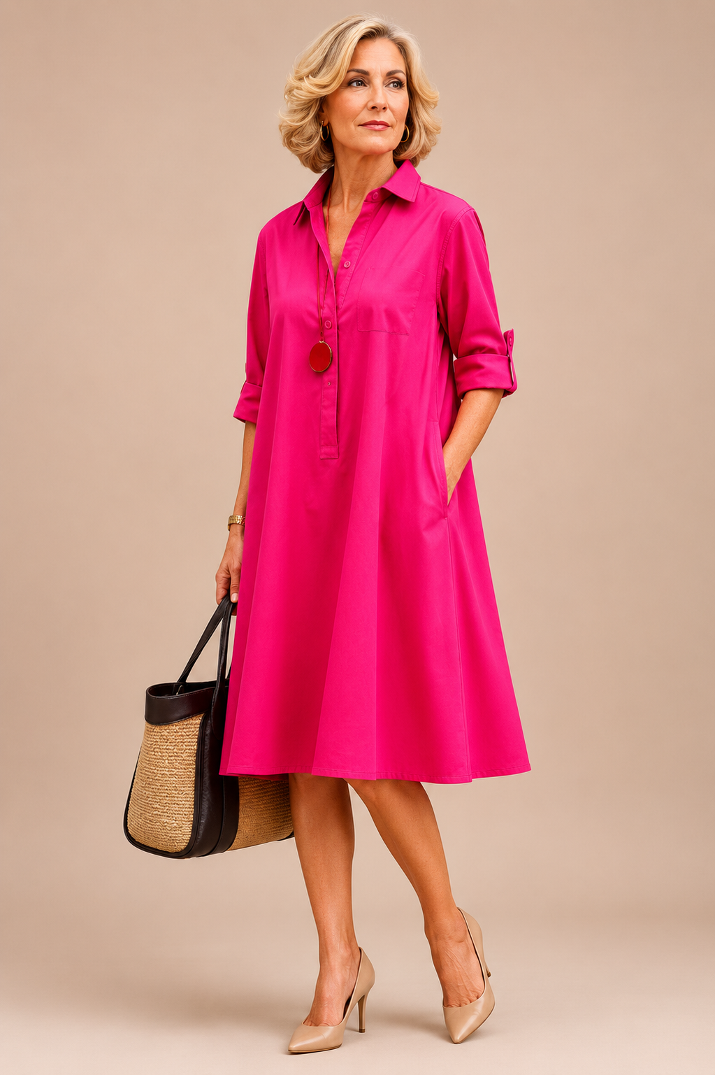 Charlotte | Breezy Pink Midi Dress