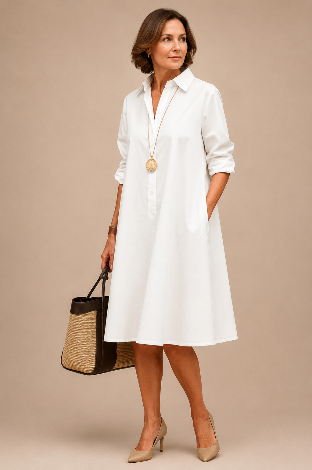 Sadie | Effortless White Midi Dress