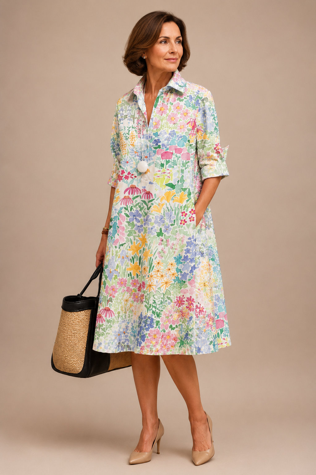 Paige | Floral-Print Relaxed Midi Dress