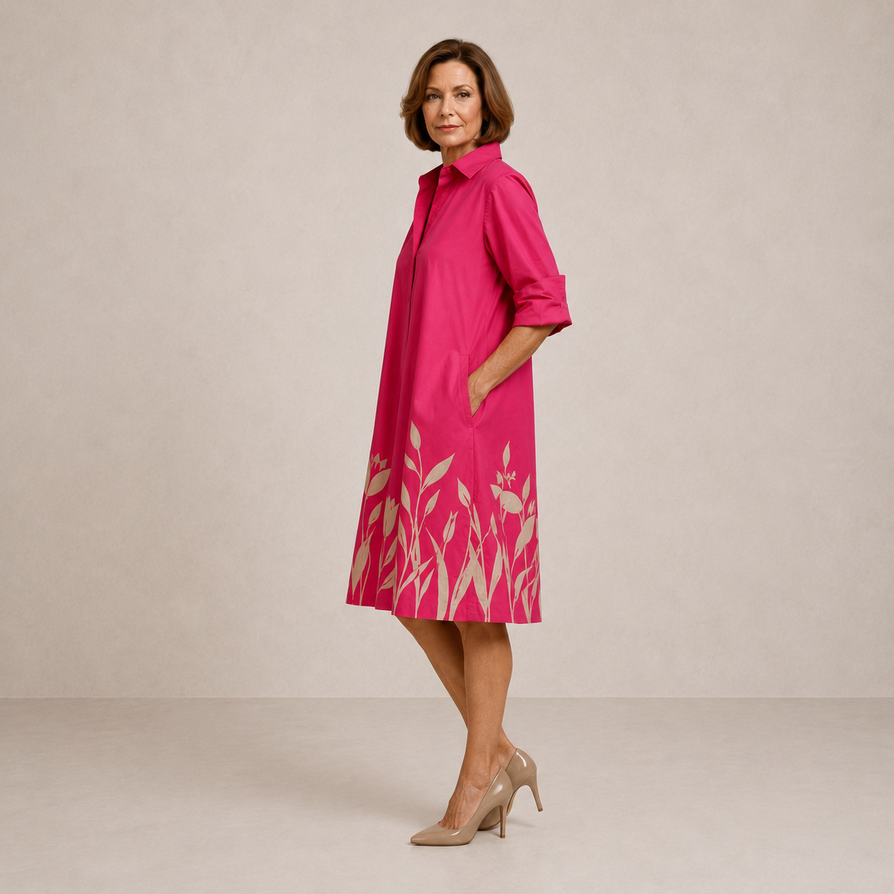 Grace | Flowing Pink Midi Dress