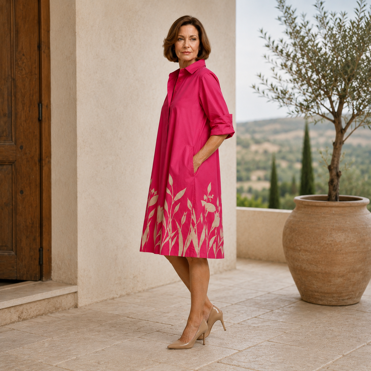Grace | Flowing Pink Midi Dress