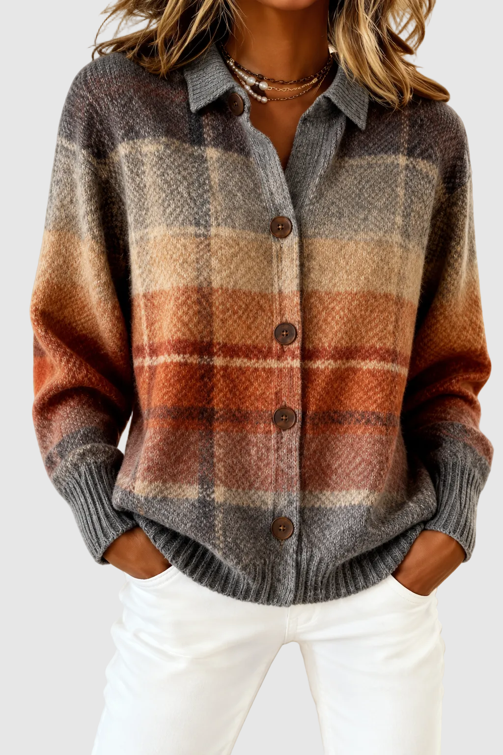 Elegant Plaid Cardigan