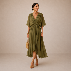 Monique | V-Neck Chiffon Midi Dress