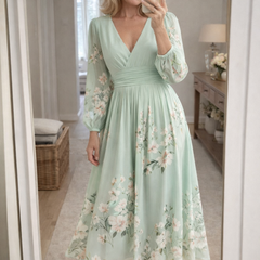 Verona | Sweetheart-Neckline Chiffon Midi Dress
