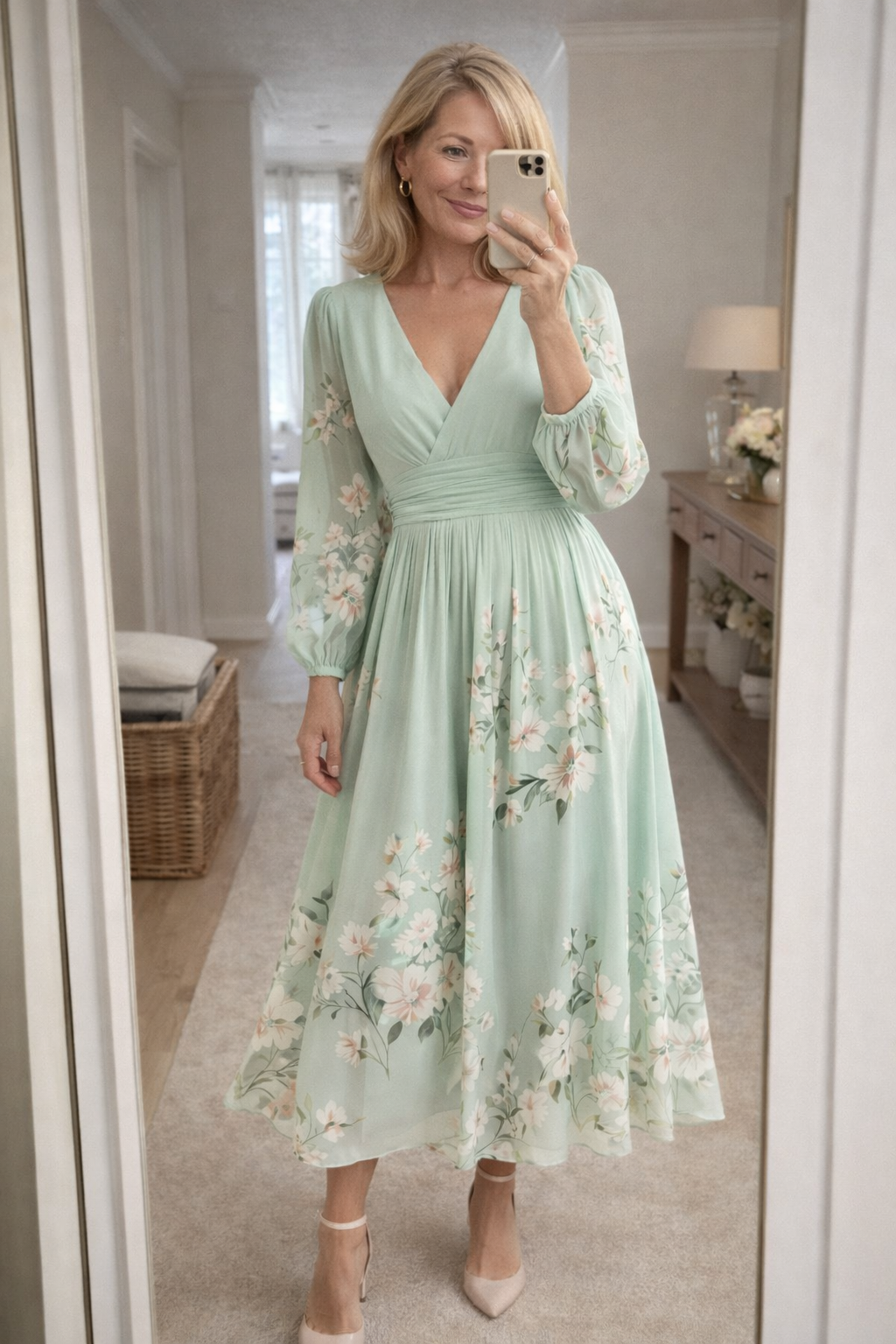 Verona | Sweetheart-Neckline Chiffon Midi Dress