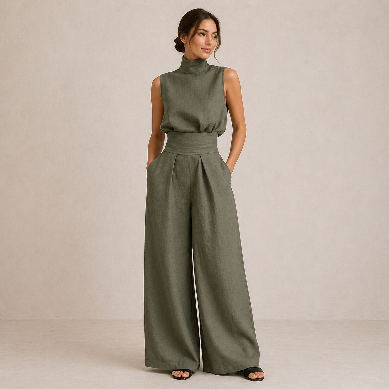 Zinnia | Sleeveless Top & Wide-Leg Pant Set