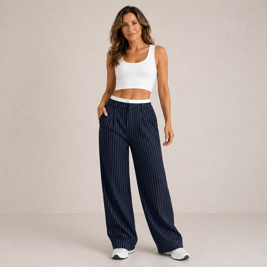 Laura | Elegant Striped High-Waist Pants