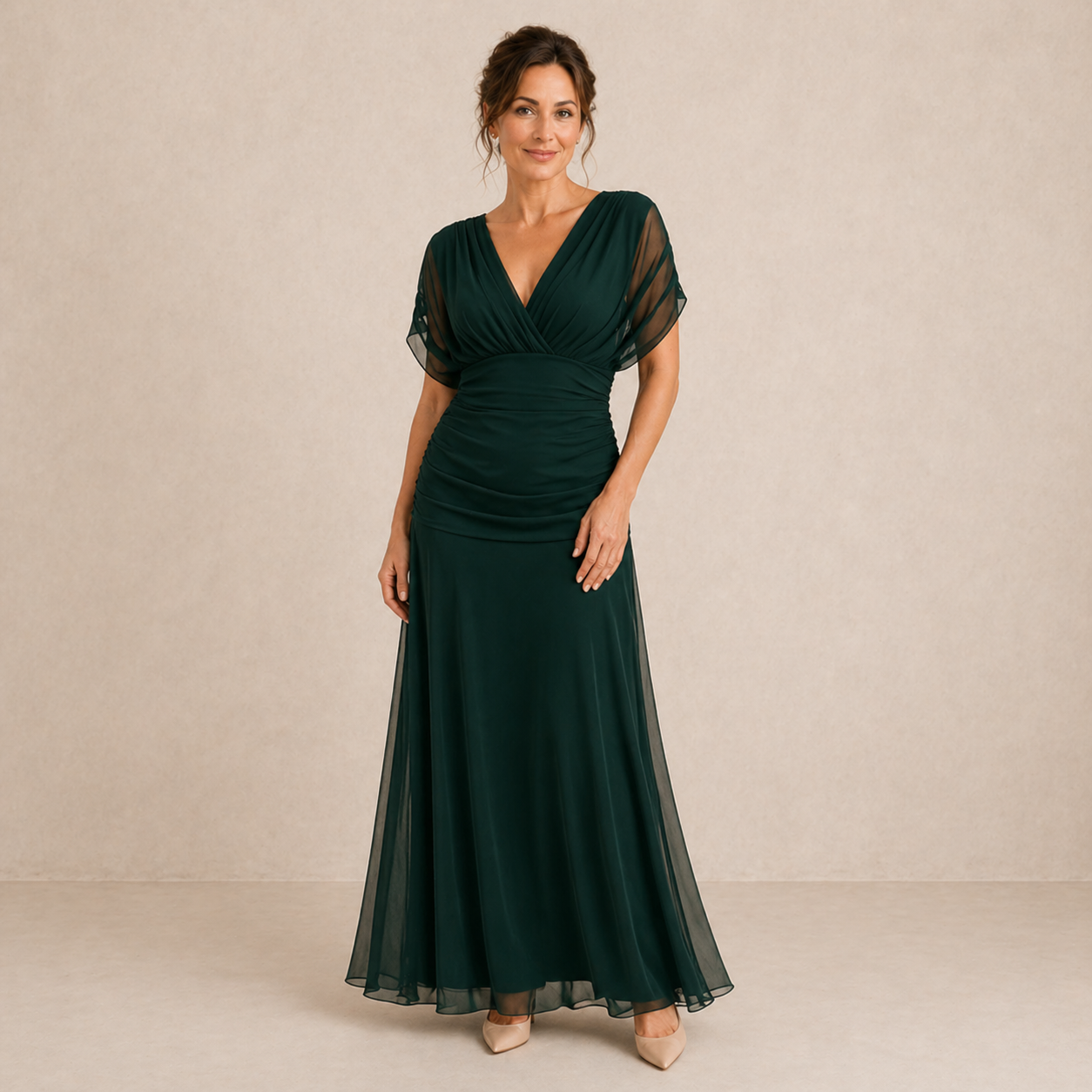 Marella | Sweetheart-Neckline Maxi Dress with Flowing Sleeves