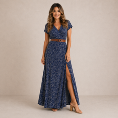 Sarisa | Boho-Print Gathered Maxi Dress