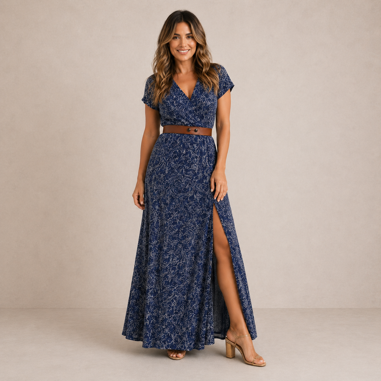 Sarisa | Boho-Print Gathered Maxi Dress