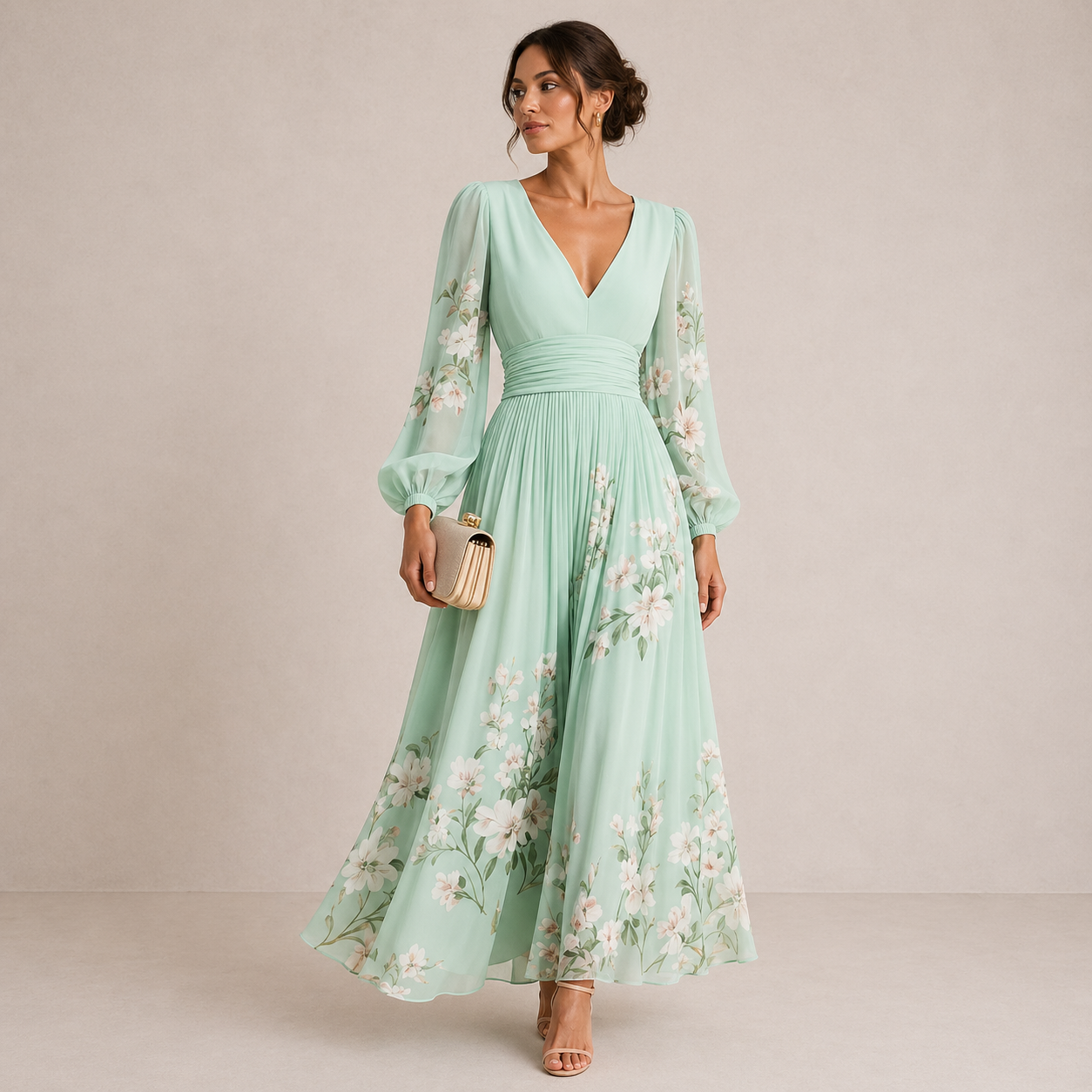 Verona | Sweetheart-Neckline Chiffon Midi Dress