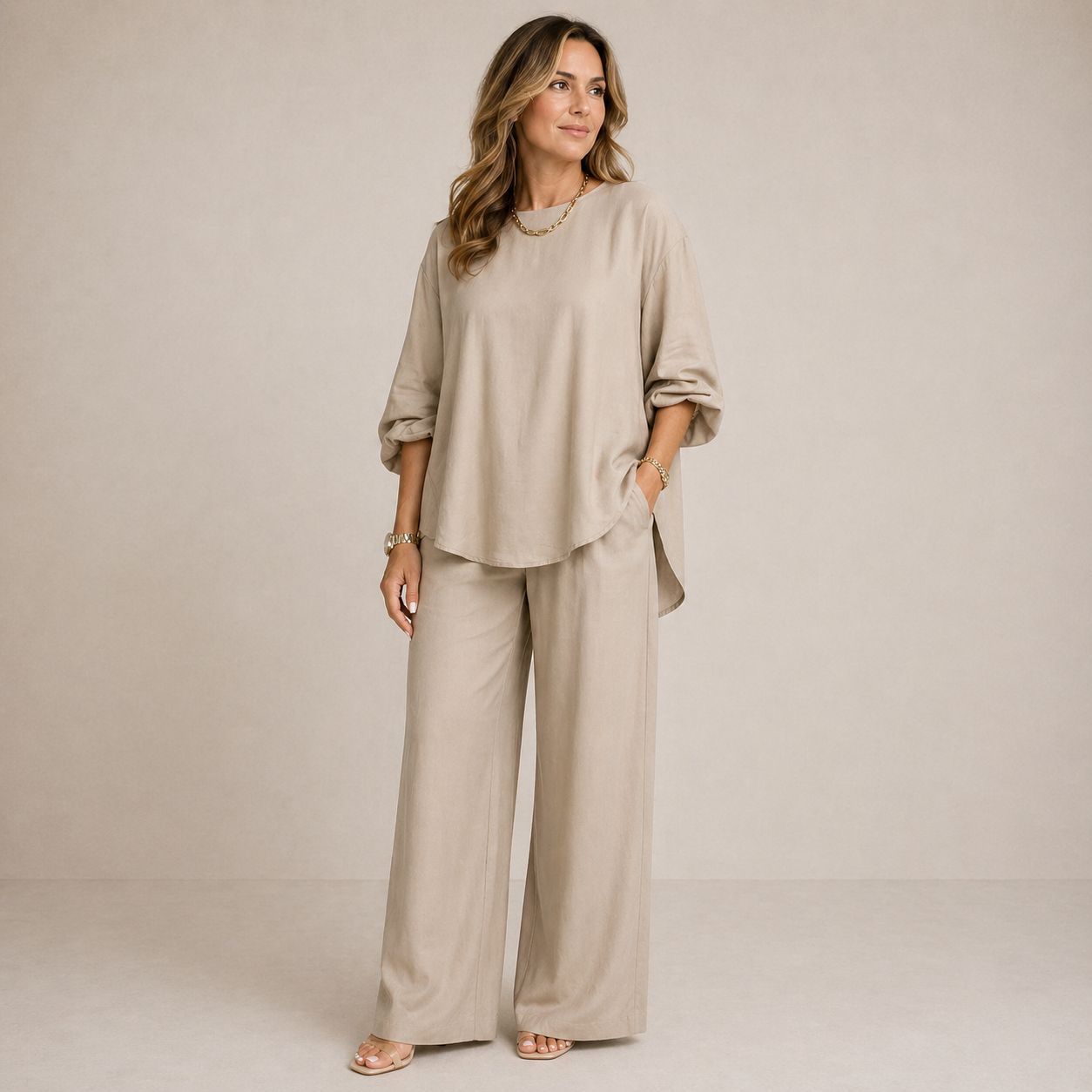 Semira | Lightweight Elegant Set with Wide Pants