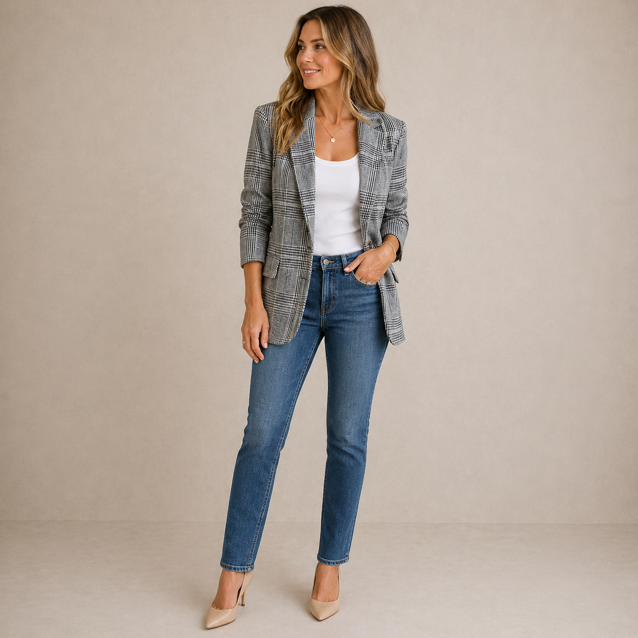 Valerie | Relaxed-Fit Houndstooth Blazer