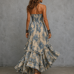 Strapless 3D Floral Maxi Dress