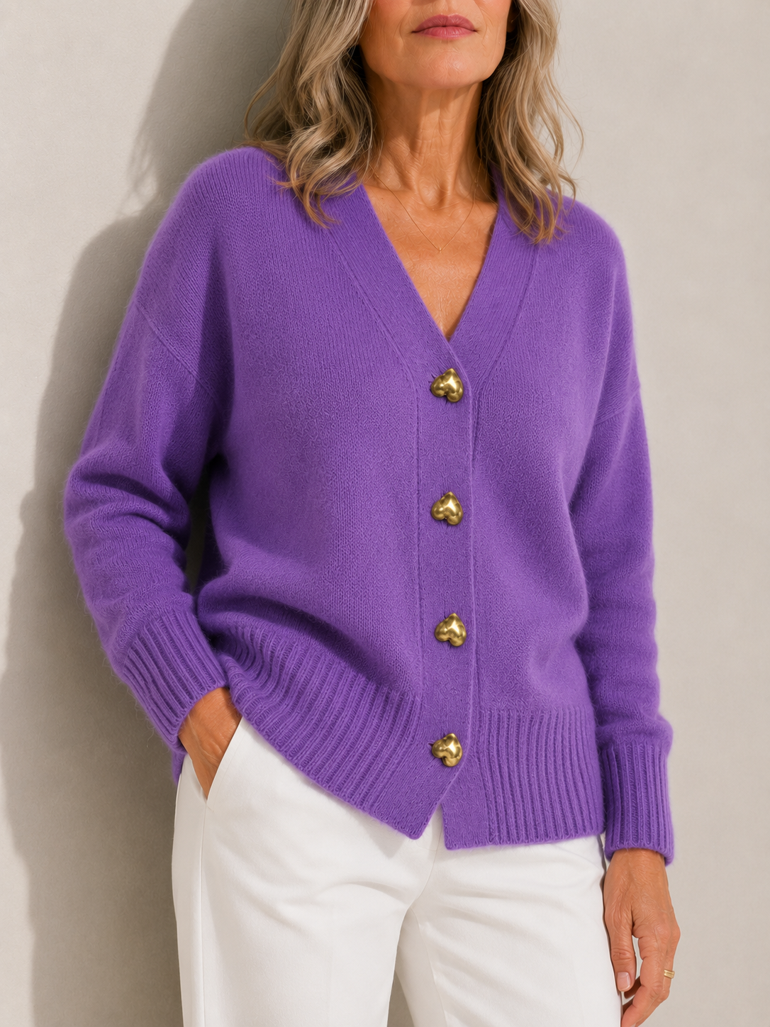 Hazel | Heart Button Luxury Cardigan