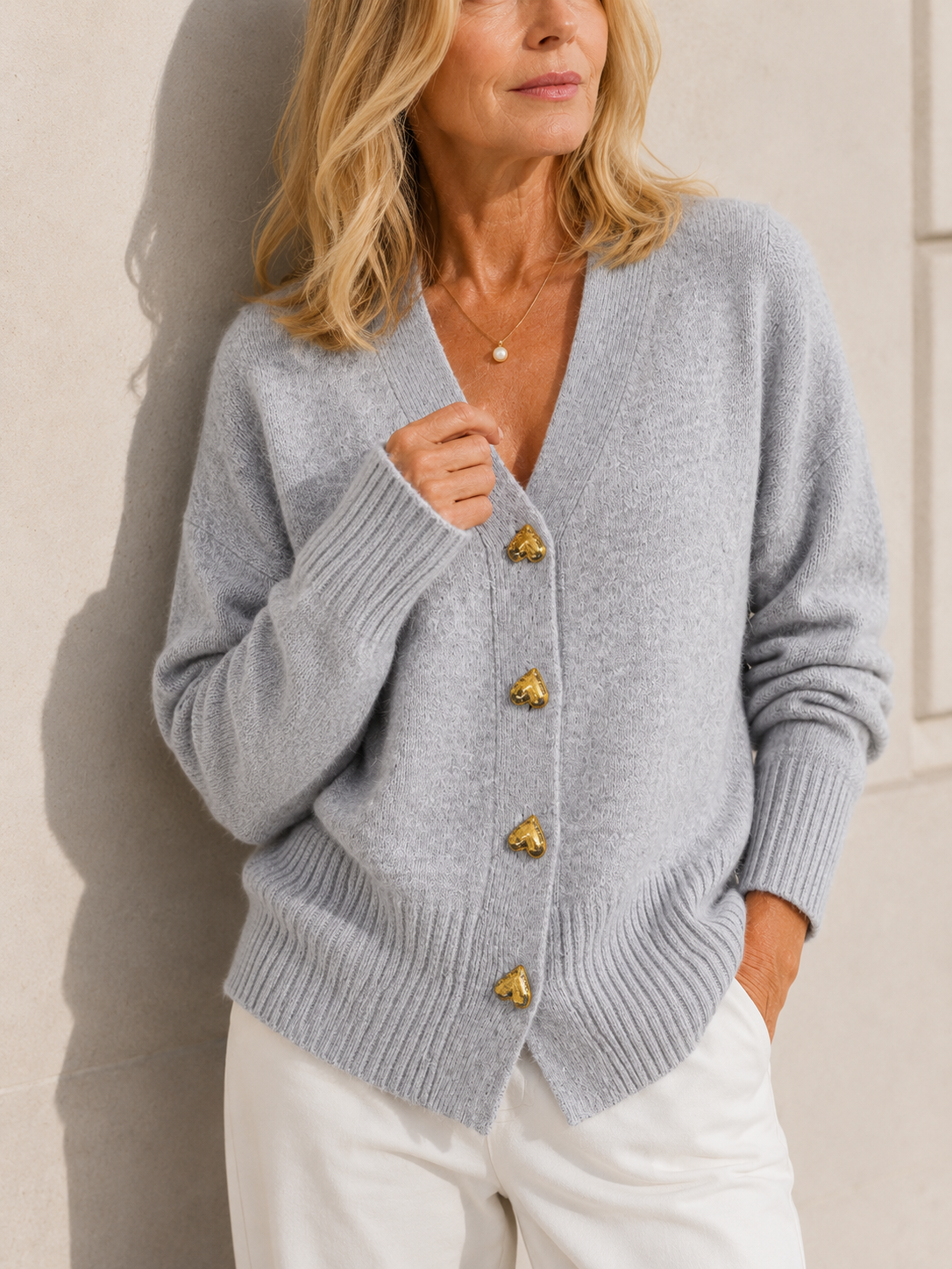 Hazel | Heart Button Luxury Cardigan