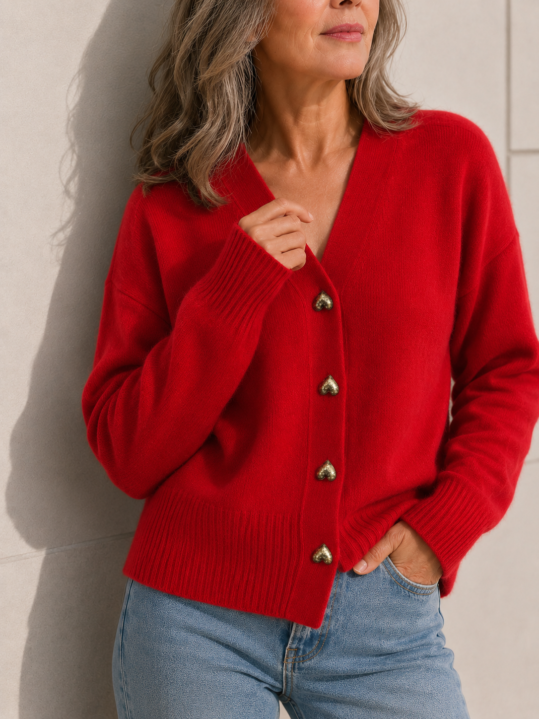 Hazel | Heart Button Luxury Cardigan