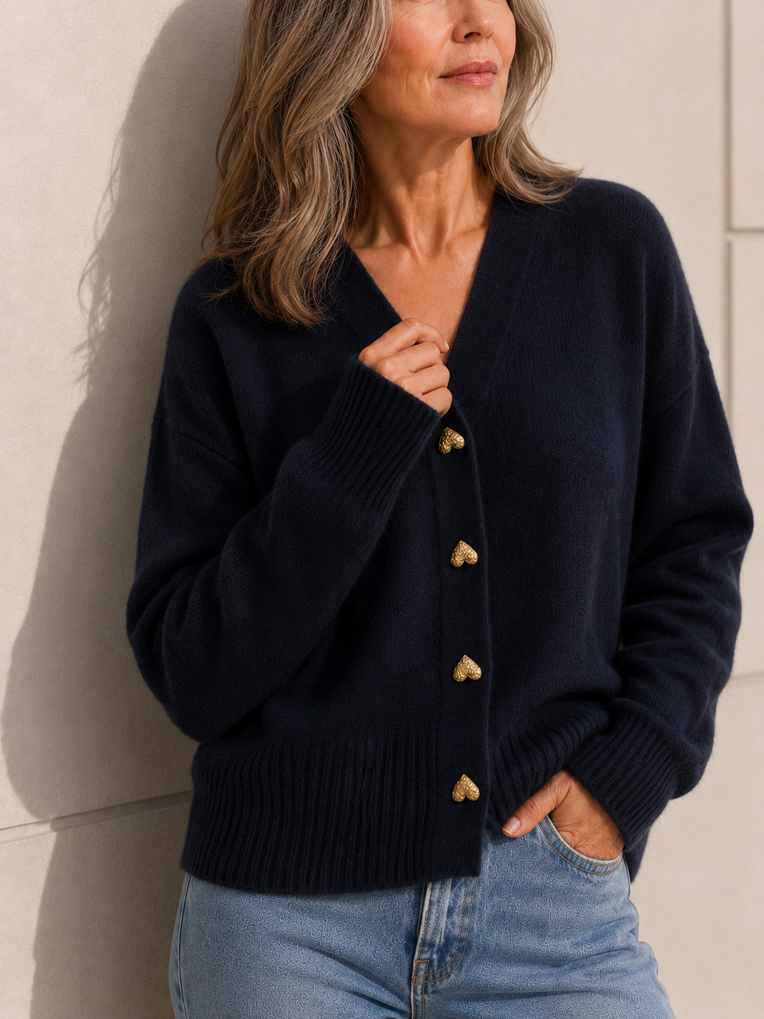 Hazel | Heart Button Luxury Cardigan