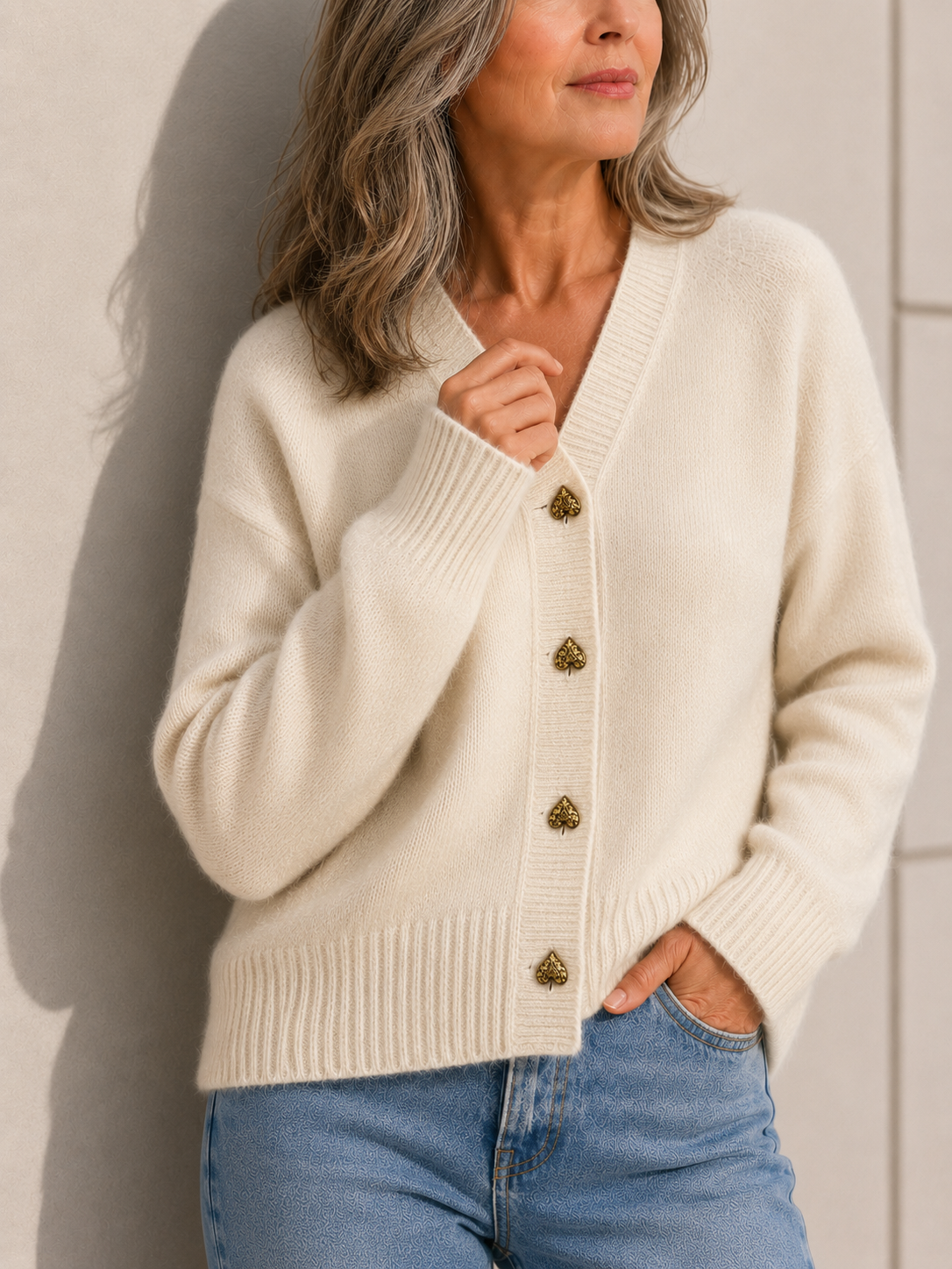 Hazel | Heart Button Luxury Cardigan