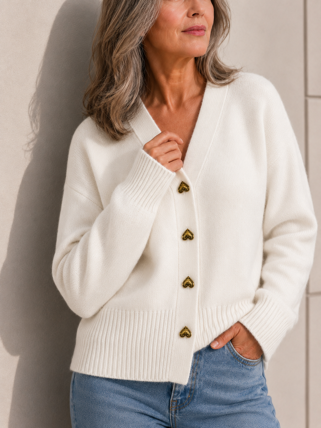 Hazel | Heart Button Luxury Cardigan