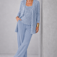 Elegant Layered Three-Piece Pants Set for Women