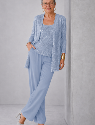 Elegant Layered Three-Piece Pants Set for Women