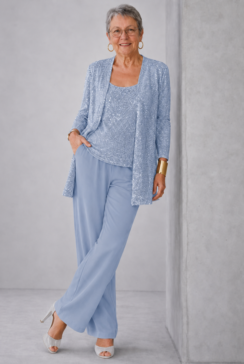 Elegant Layered Three-Piece Pants Set for Women