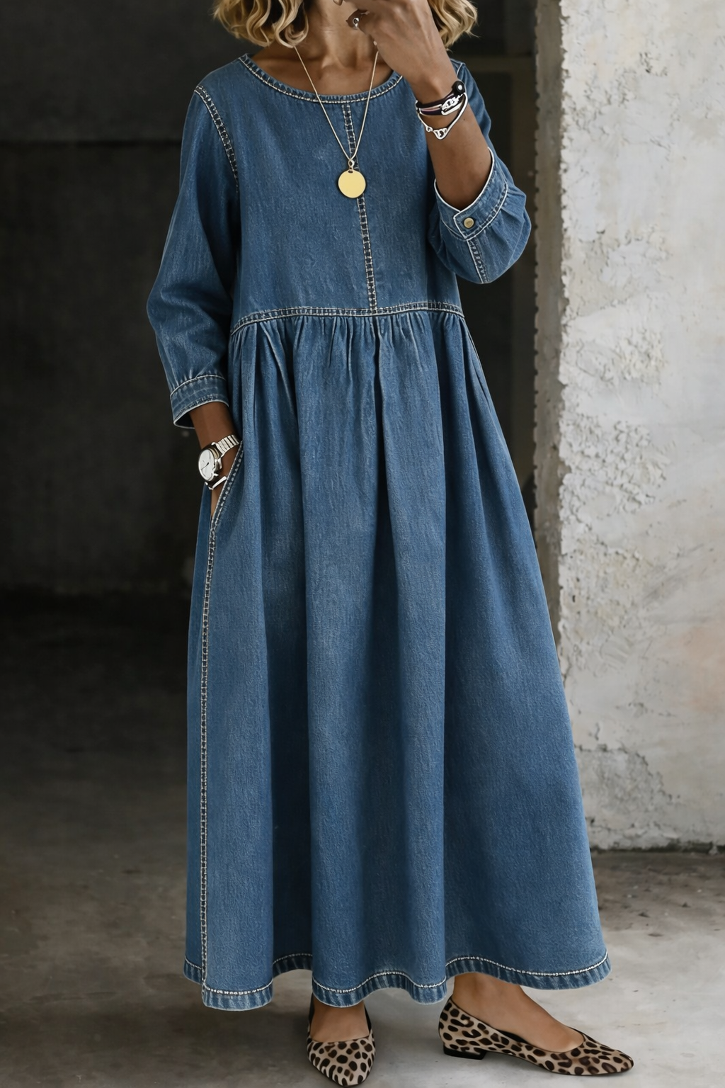 Vintage Denim Maxi Dress